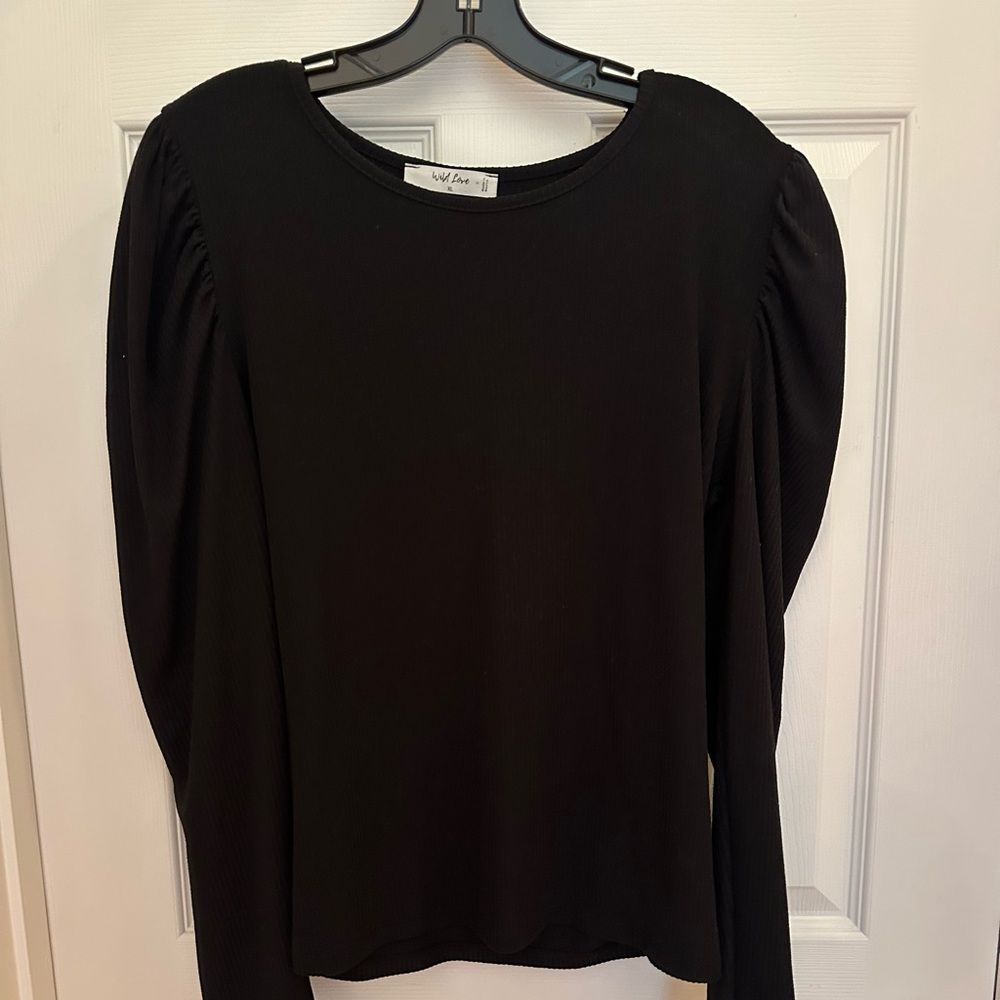 Wild Love Long Sleeve Puff Sleeve Thin Top